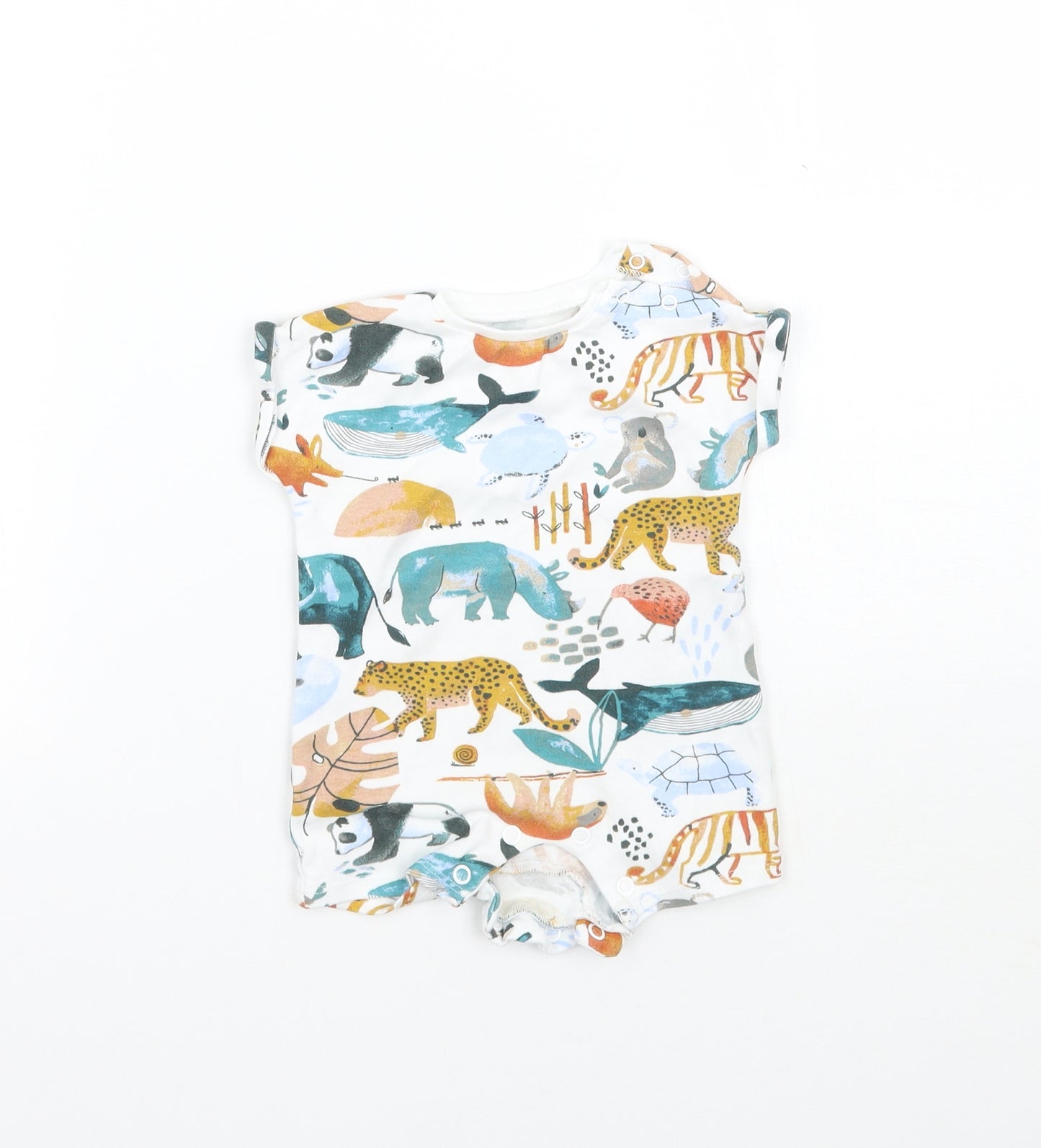 NEXT Baby White Animal Print  Babygrow One-Piece Size Newborn