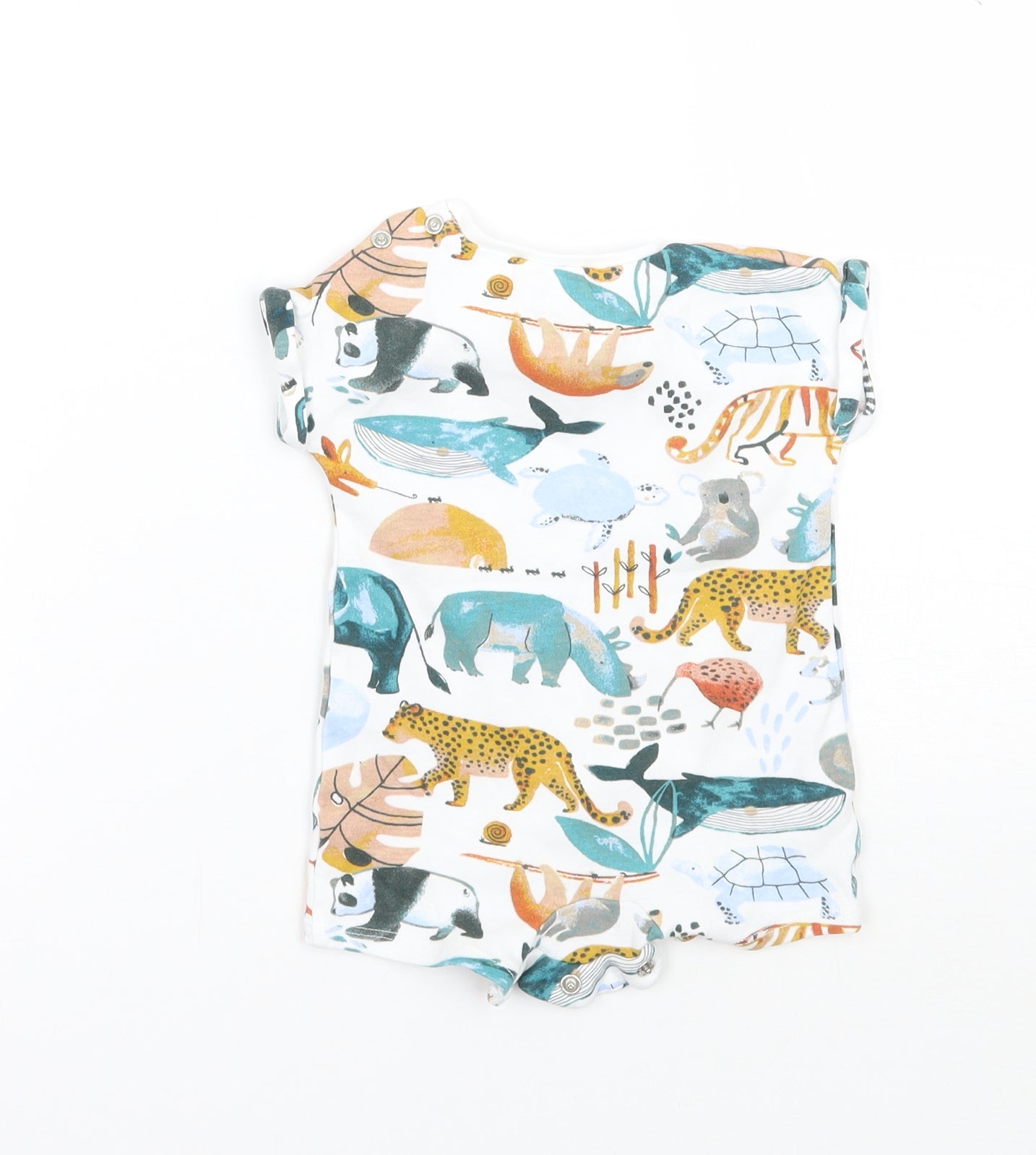 NEXT Baby White Animal Print  Babygrow One-Piece Size Newborn