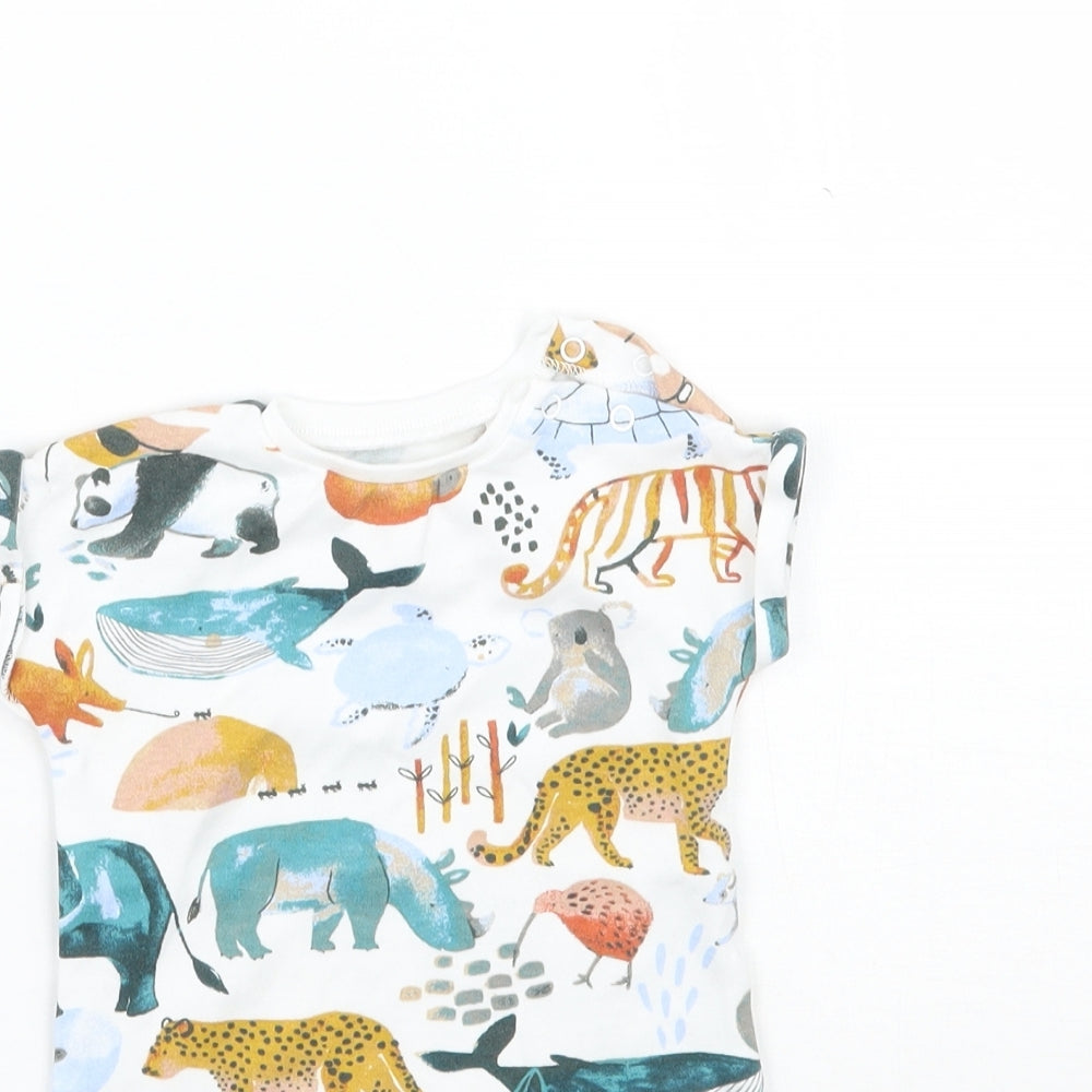 NEXT Baby White Animal Print  Babygrow One-Piece Size Newborn
