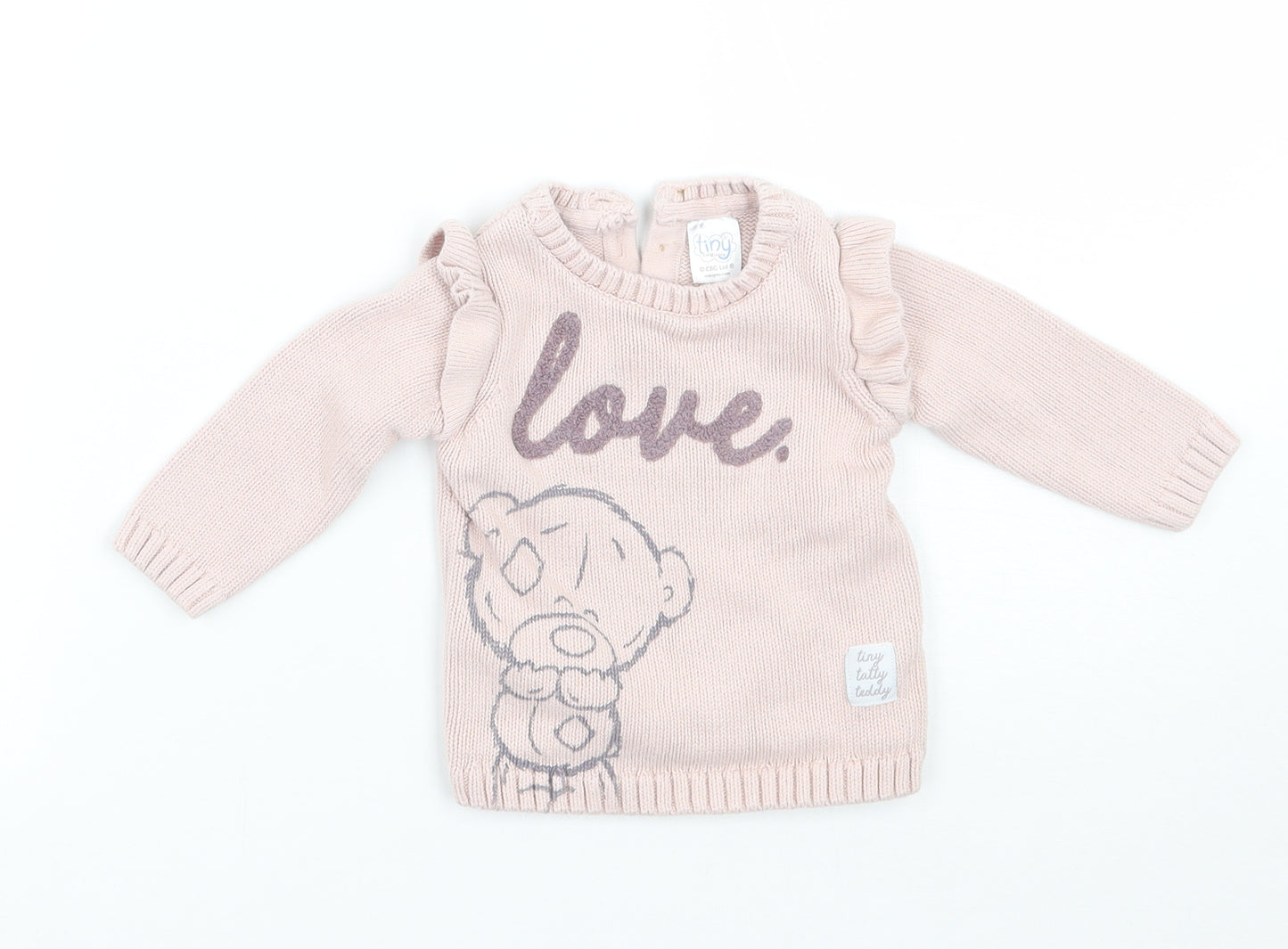 F&F Girls Pink   Pullover Jumper Size 0-3 Months  - Tatty teddy