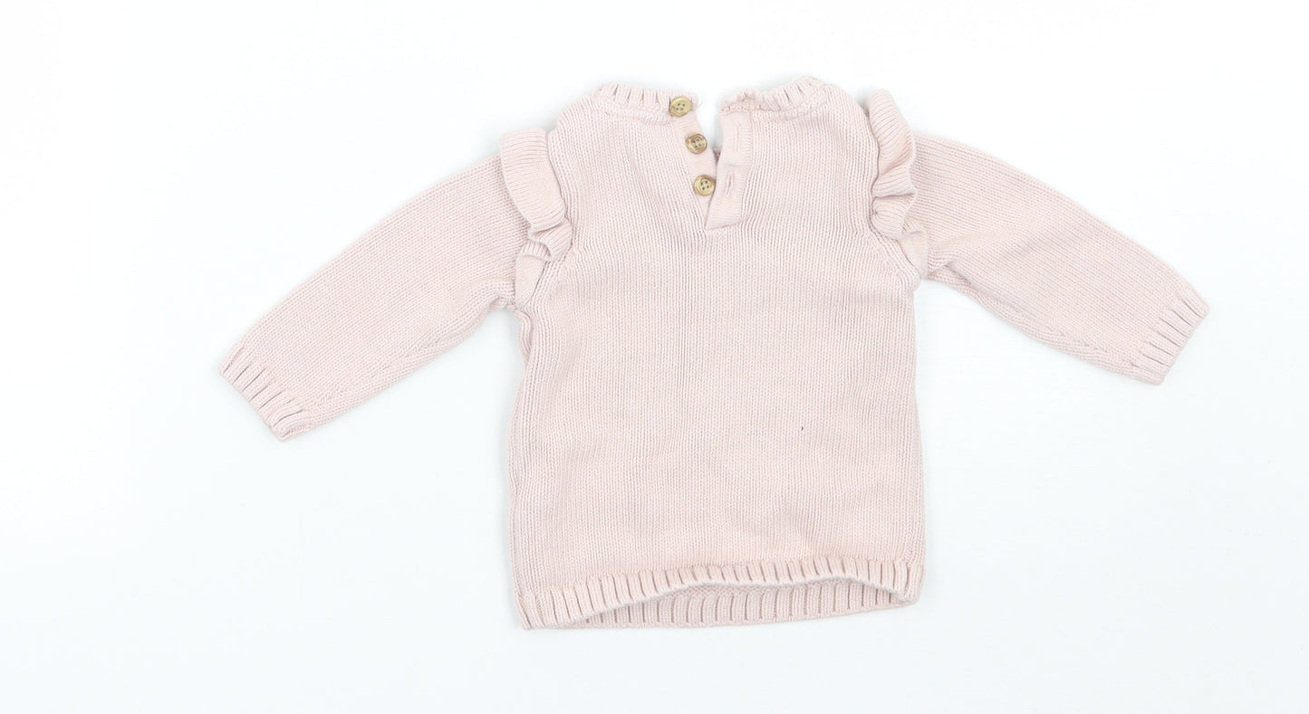 F&F Girls Pink   Pullover Jumper Size 0-3 Months  - Tatty teddy