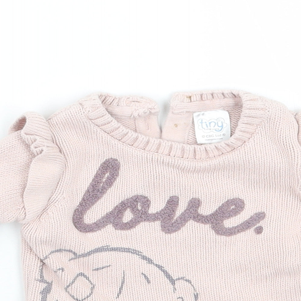 F&F Girls Pink   Pullover Jumper Size 0-3 Months  - Tatty teddy
