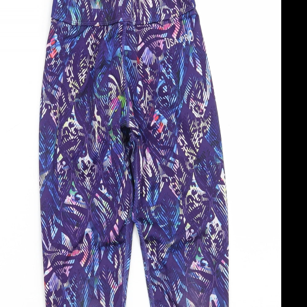 USA Pro Girls Purple Geometric  Jegging Trousers Size 9 Years - leggings