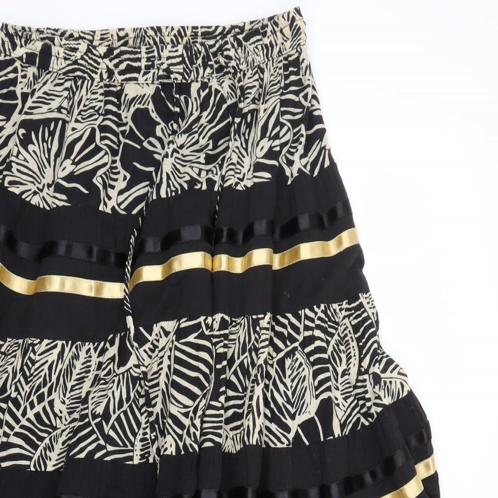 Rave Womens Black Floral  A-Line Skirt Size 28