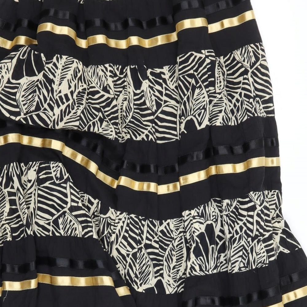 Rave Womens Black Floral  A-Line Skirt Size 28