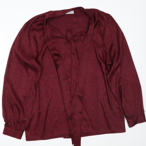 Soon Womens Red Animal Print  Basic Button-Up Size 18