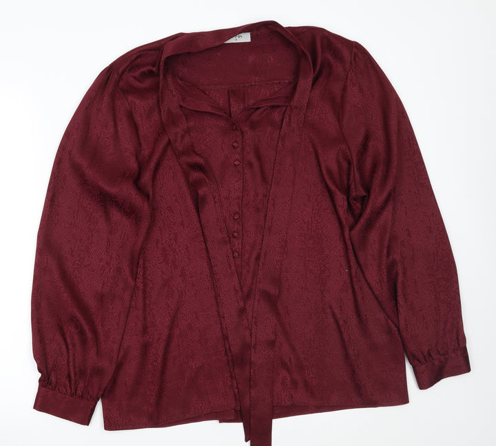 Soon Womens Red Animal Print  Basic Button-Up Size 18