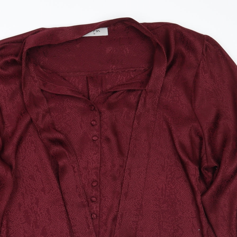 Soon Womens Red Animal Print  Basic Button-Up Size 18