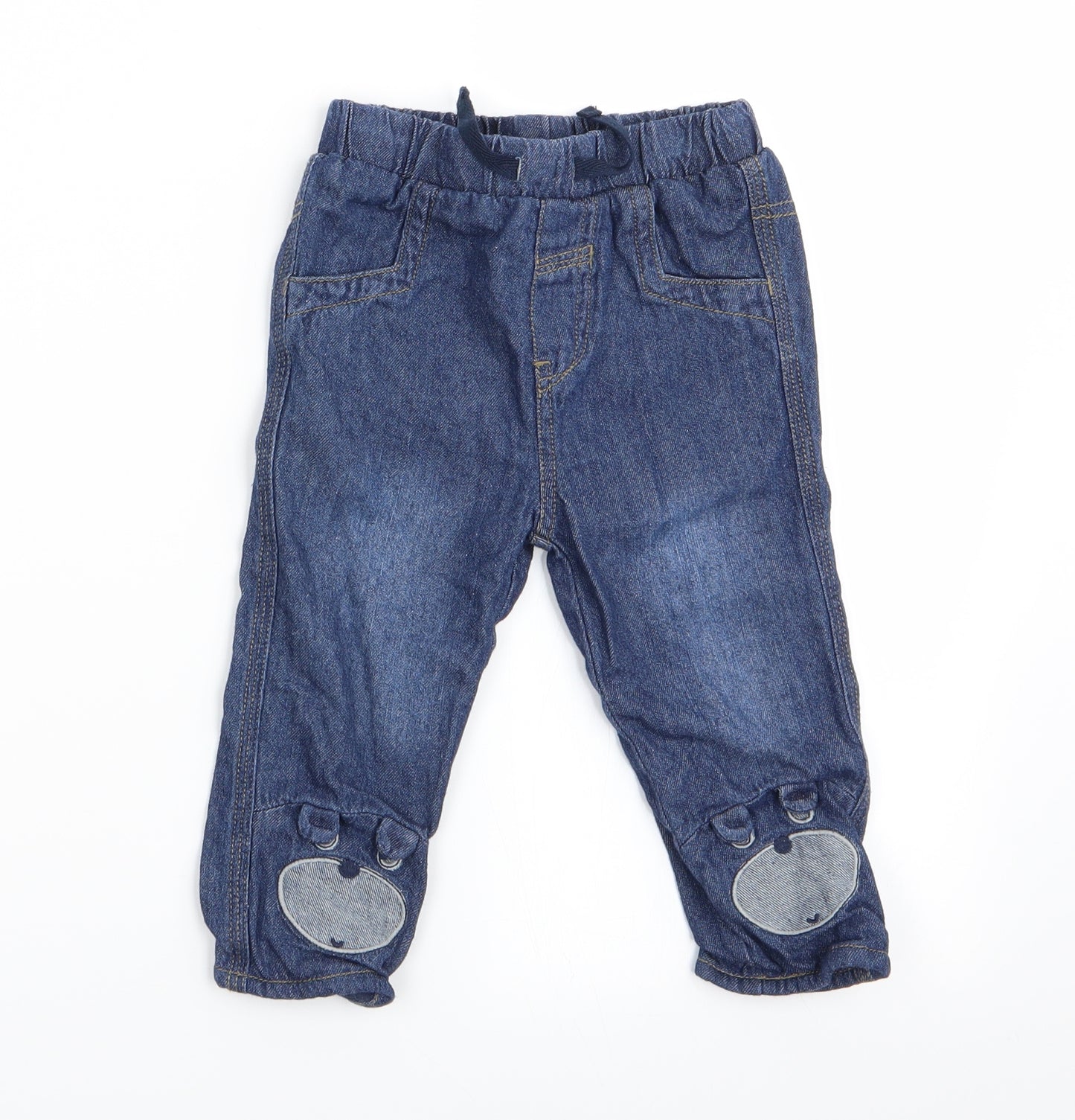 George Boys Blue   Cargo Jeans Size 12-18 Months  - Dog's Face on Feet