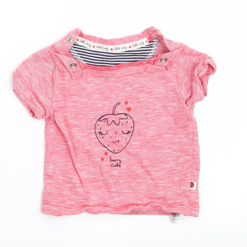 Mothercare Girls Red   Basic T-Shirt Size 0-3 Months  - Strawberry Logo