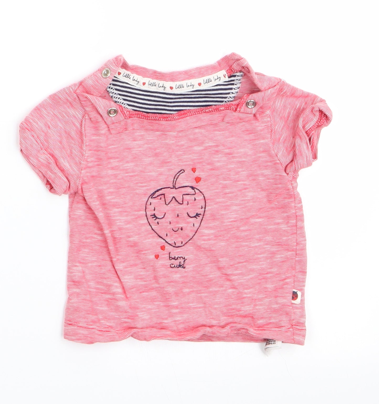 Mothercare Girls Red   Basic T-Shirt Size 0-3 Months  - Strawberry Logo
