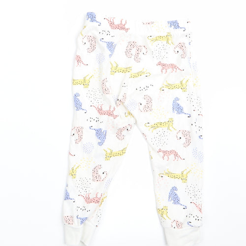 Florence and Fred Girls White Animal Print   Pyjama Pants Size 2-3 Years  - Big Cat print - elastic waist