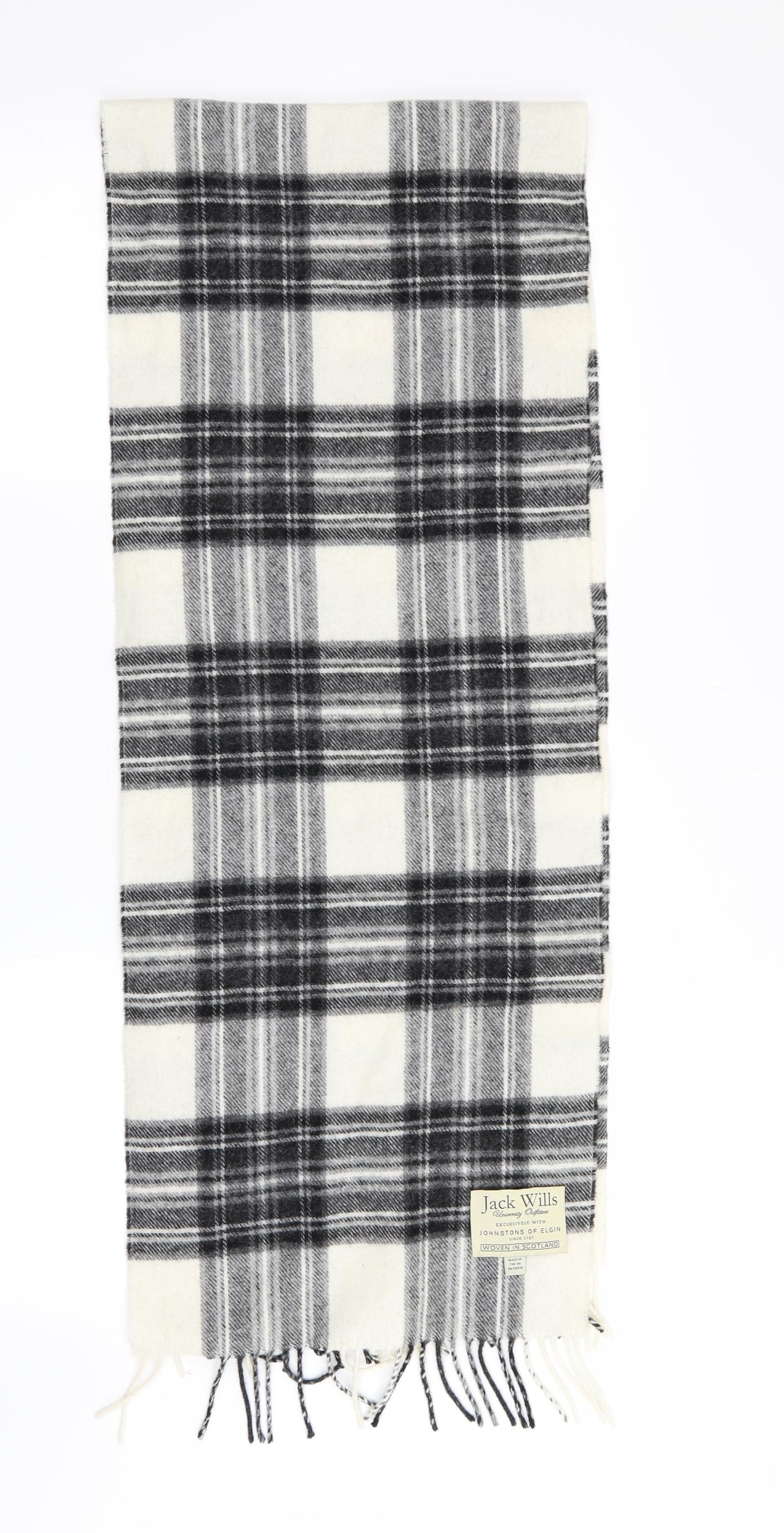 Jack Will Mens Black Plaids & Checks  Scarf  One Size