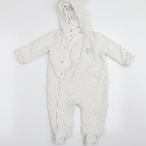 Disney Baby Girls White Polka Dot  Coverall One-Piece Size 6-9 Months  - Winnie The Pooh