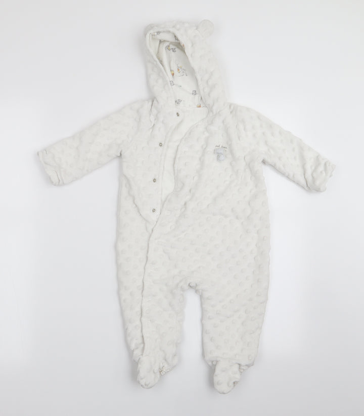 Disney Baby Girls White Polka Dot  Coverall One-Piece Size 6-9 Months  - Winnie The Pooh