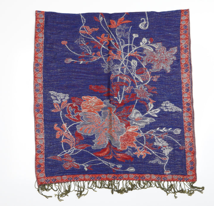 Preworn Womens Blue Floral Shawl/Wrap - Shimmer