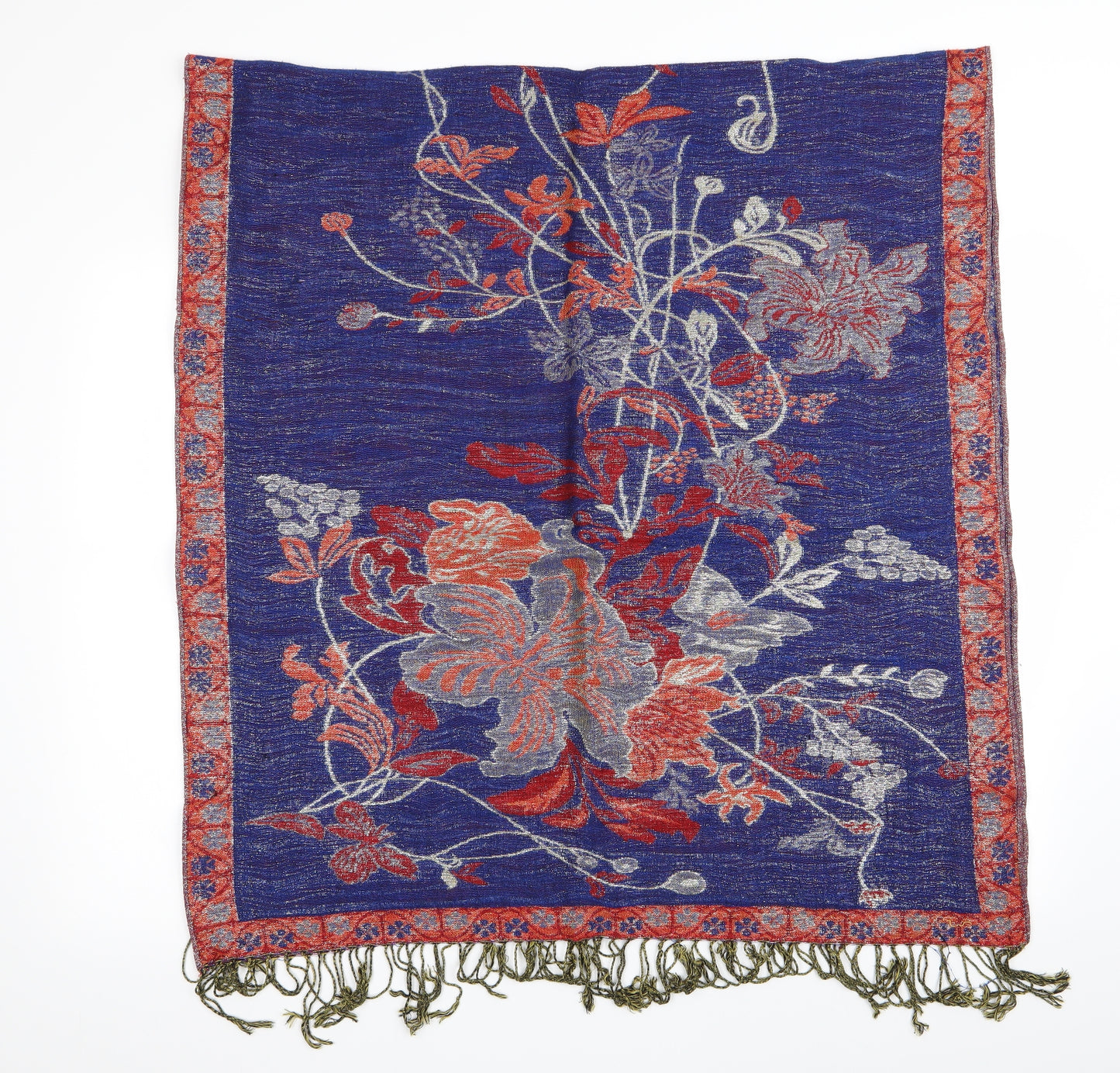 Preworn Womens Blue Floral   Shawl/Wrap   - Shimmer