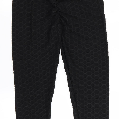 Preworn Womens Black Geometric  Jegging Leggings Size L L25 in - Tie back with Elastication