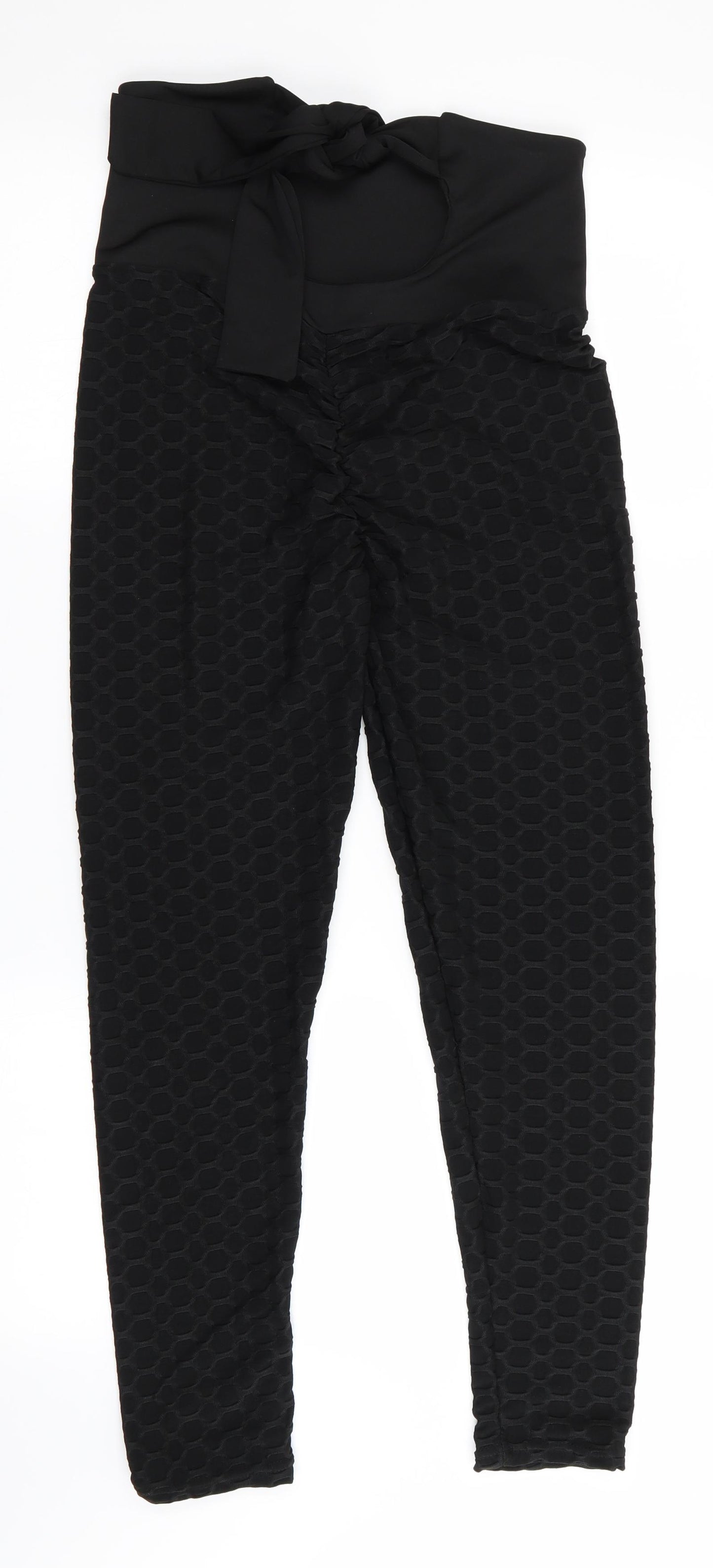 Preworn Womens Black Geometric  Jegging Leggings Size L L25 in - Tie back with Elastication
