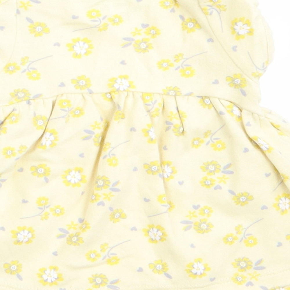 Disney Baby Girls Yellow Floral  A-Line  Size 0-3 Months  - Winnie The Pooh