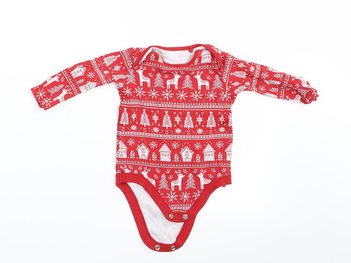 TU Boys Red Animal Print Romper One-Piece Size 0-3 Months - Christmas