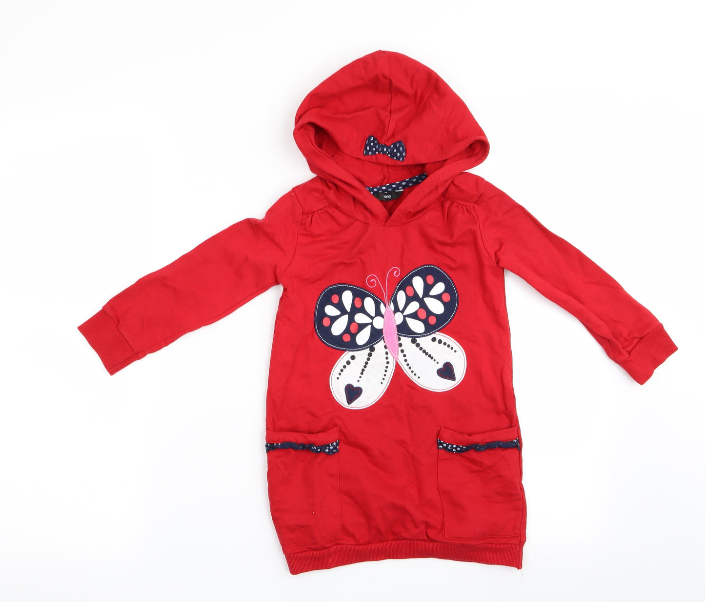 George Girls Red Animal Print  Pullover Hoodie Size 3-4 Years  - BUTTERFLY