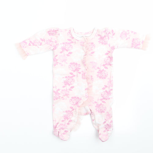 Catherine Malandrino Girls Pink Floral  Babygrow One-Piece Size 0-3 Months