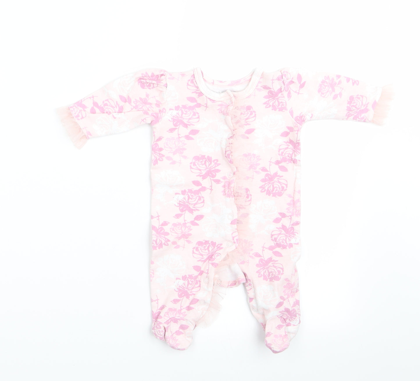 Catherine Malandrino Girls Pink Floral  Babygrow One-Piece Size 0-3 Months