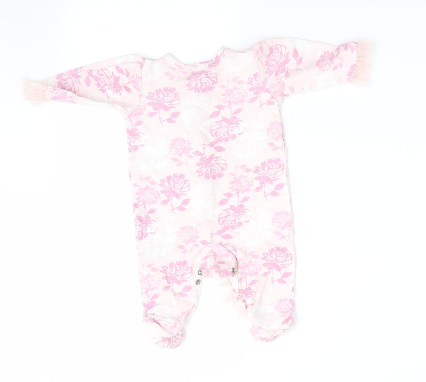 Catherine Malandrino Girls Pink Floral  Babygrow One-Piece Size 0-3 Months