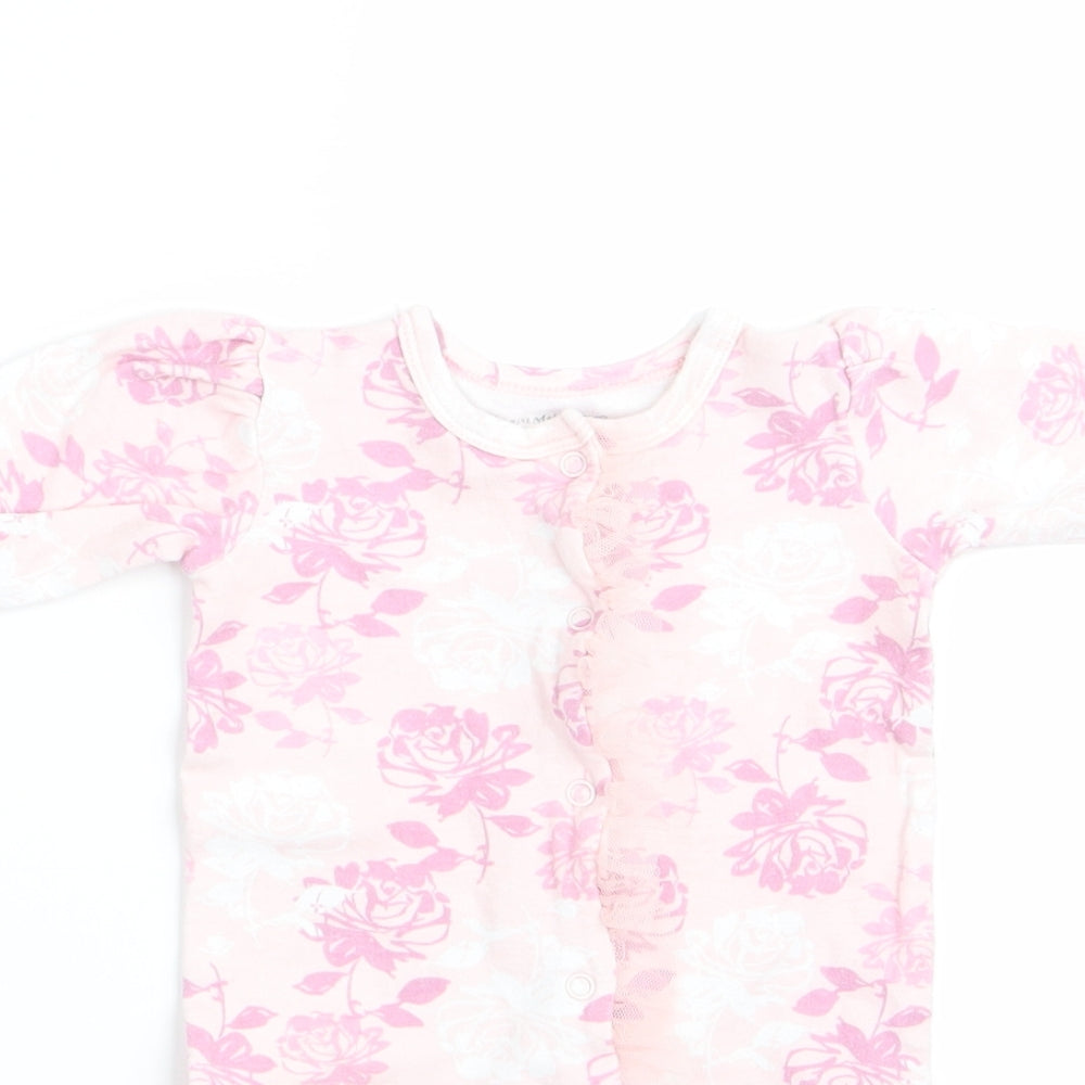 Catherine Malandrino Girls Pink Floral  Babygrow One-Piece Size 0-3 Months