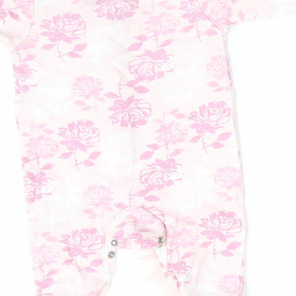 Catherine Malandrino Girls Pink Floral  Babygrow One-Piece Size 0-3 Months