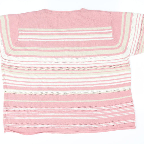 Preworn Womens Pink Striped  Pullover Jumper