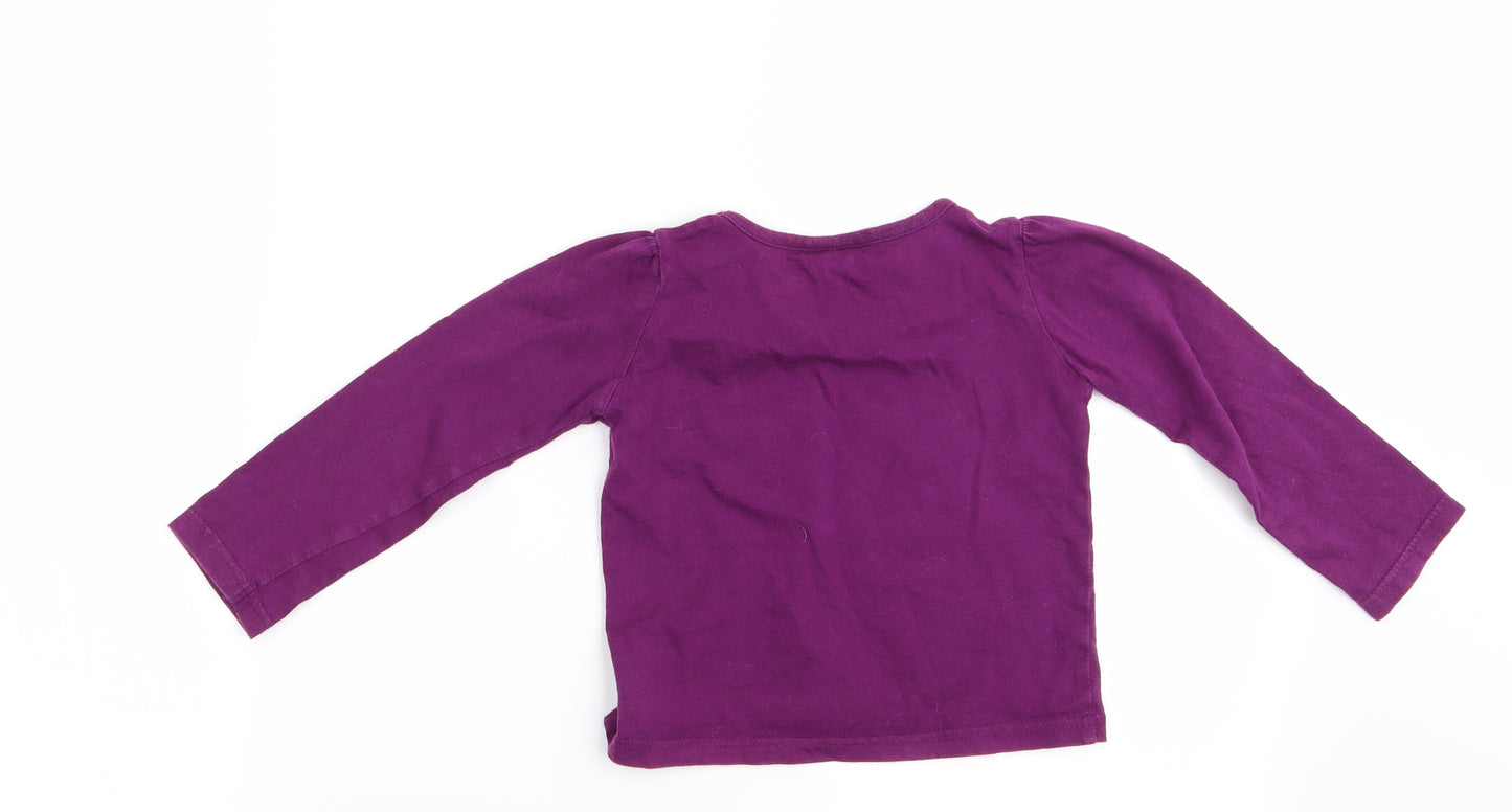 Cherokee Girls Purple   Basic T-Shirt Size 2-3 Years  - Sequinned Heart
