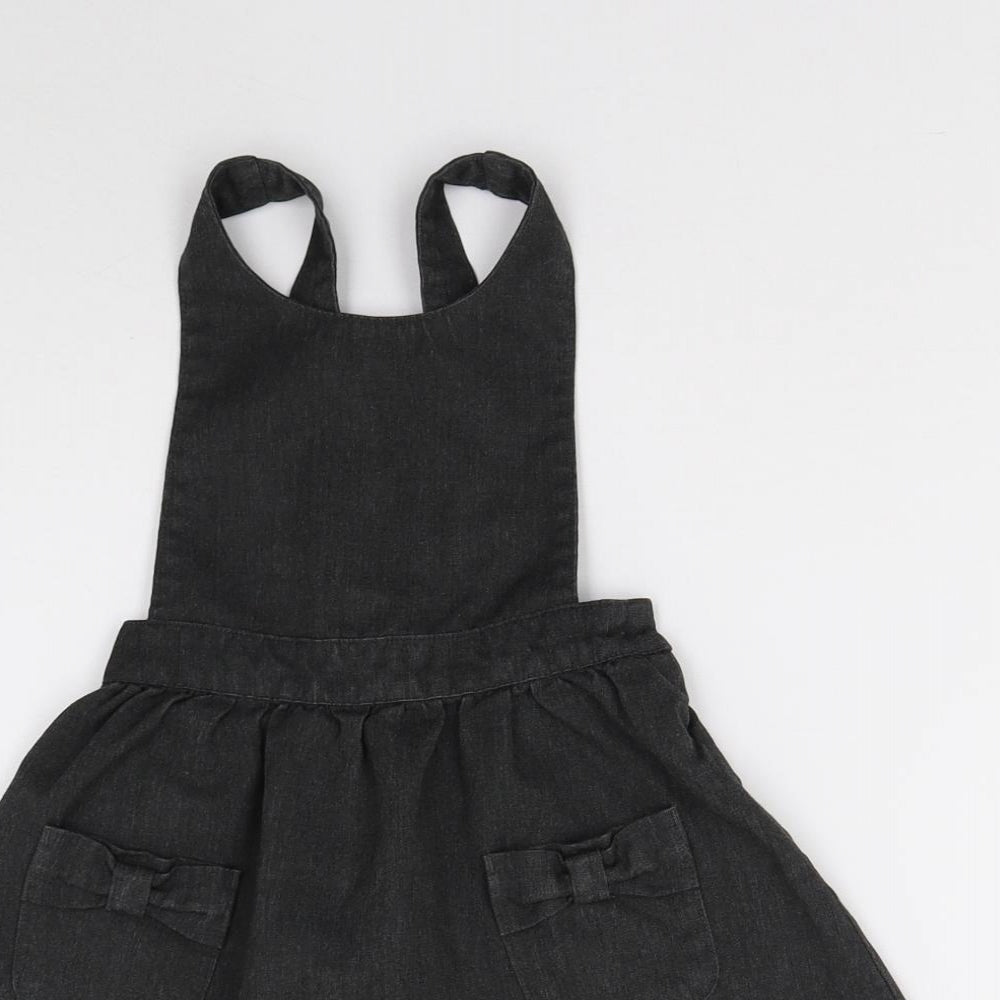 Next School Girls Grey   Pinafore/Dungaree Dress  Size 3 Years