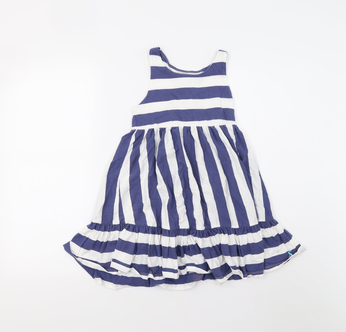 Joules Girls Blue Striped  Fit & Flare  Size 7-8 Years