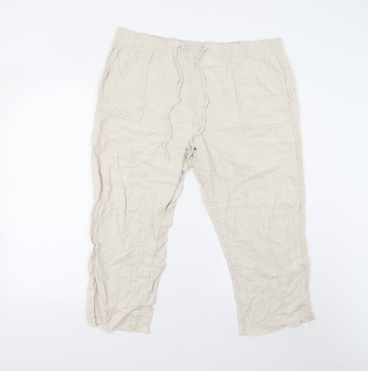 F&F Womens Beige Pedal Pusher Trousers Size 18 L21 in