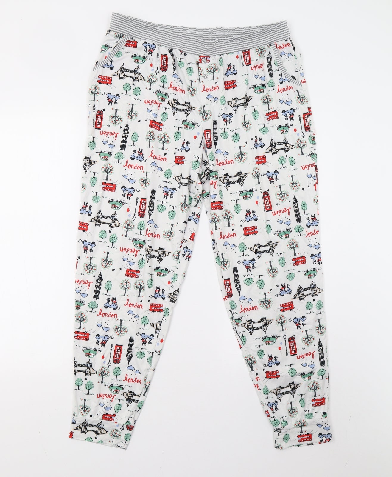 Cuddl Duds Womens White    Pyjama Pants Size L  - London Scene