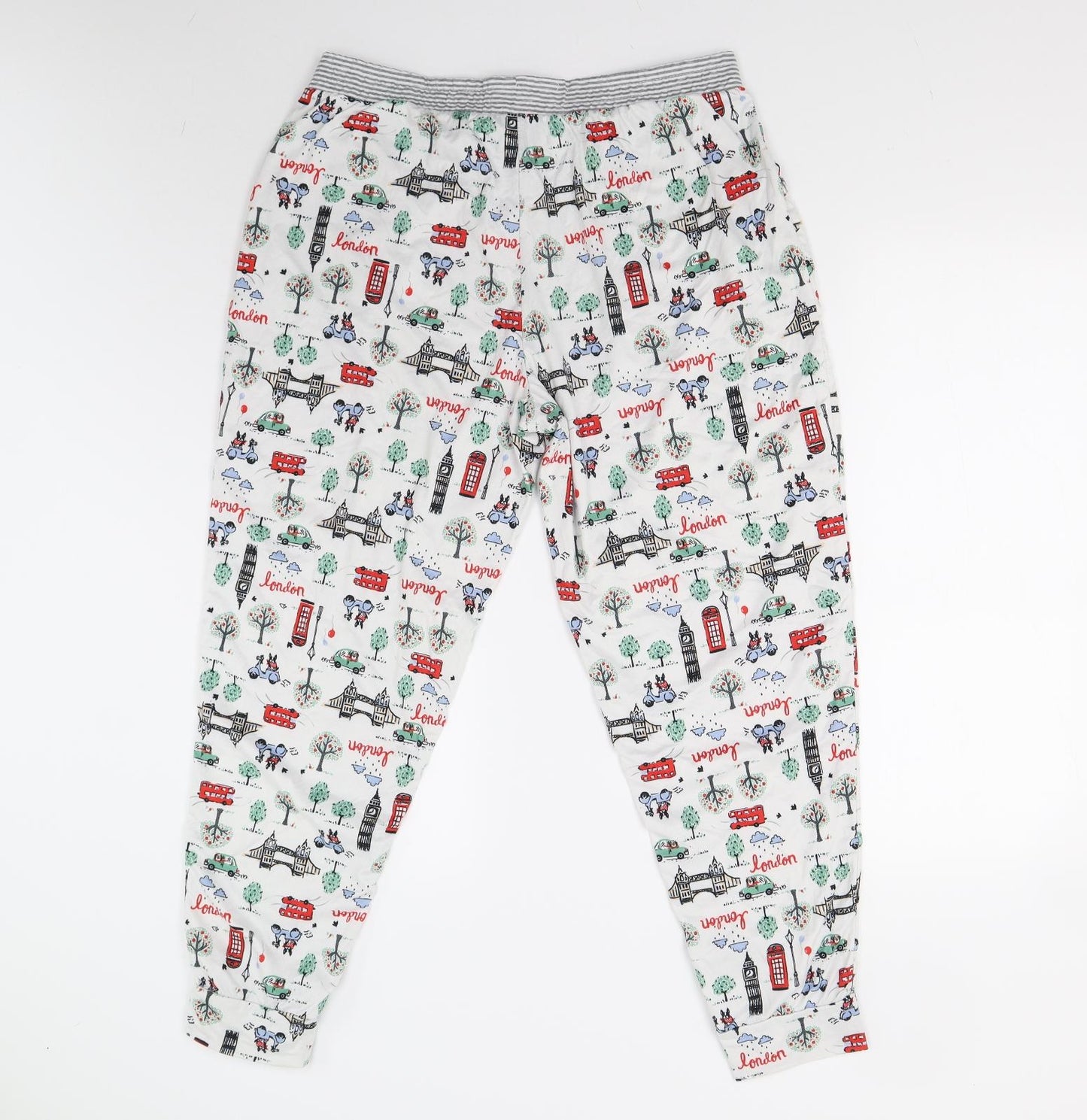 Cuddl Duds Womens White    Pyjama Pants Size L  - London Scene