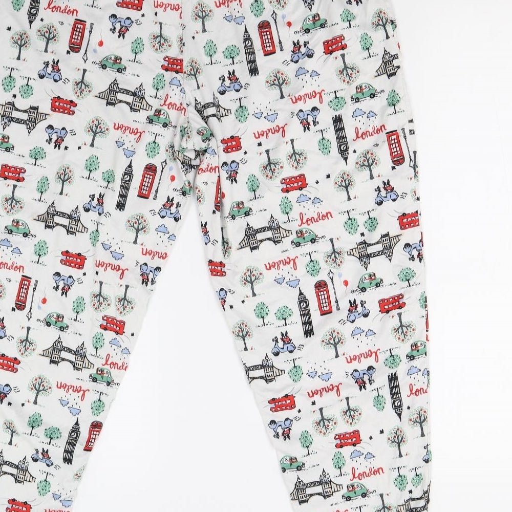 Cuddl Duds Womens White    Pyjama Pants Size L  - London Scene