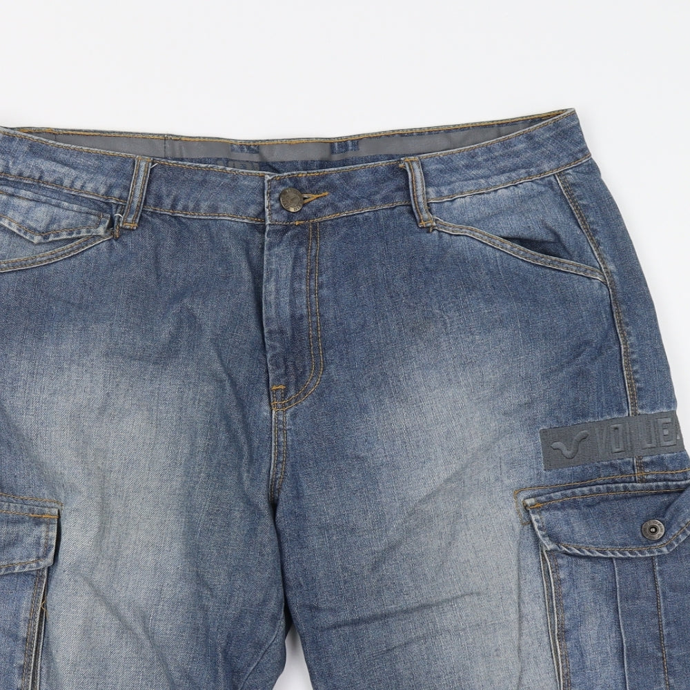 Voi Jeans Mens Blue  Denim Cargo Shorts Size 36