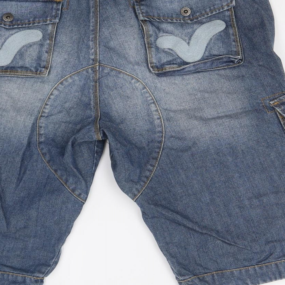 Voi Jeans Mens Blue  Denim Cargo Shorts Size 36