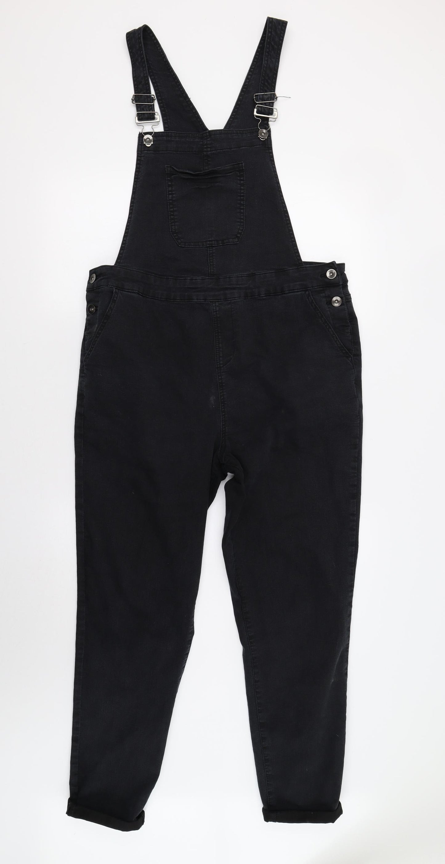 TU Womens Black  Denim Dungaree One-Piece Size 14 L27 in