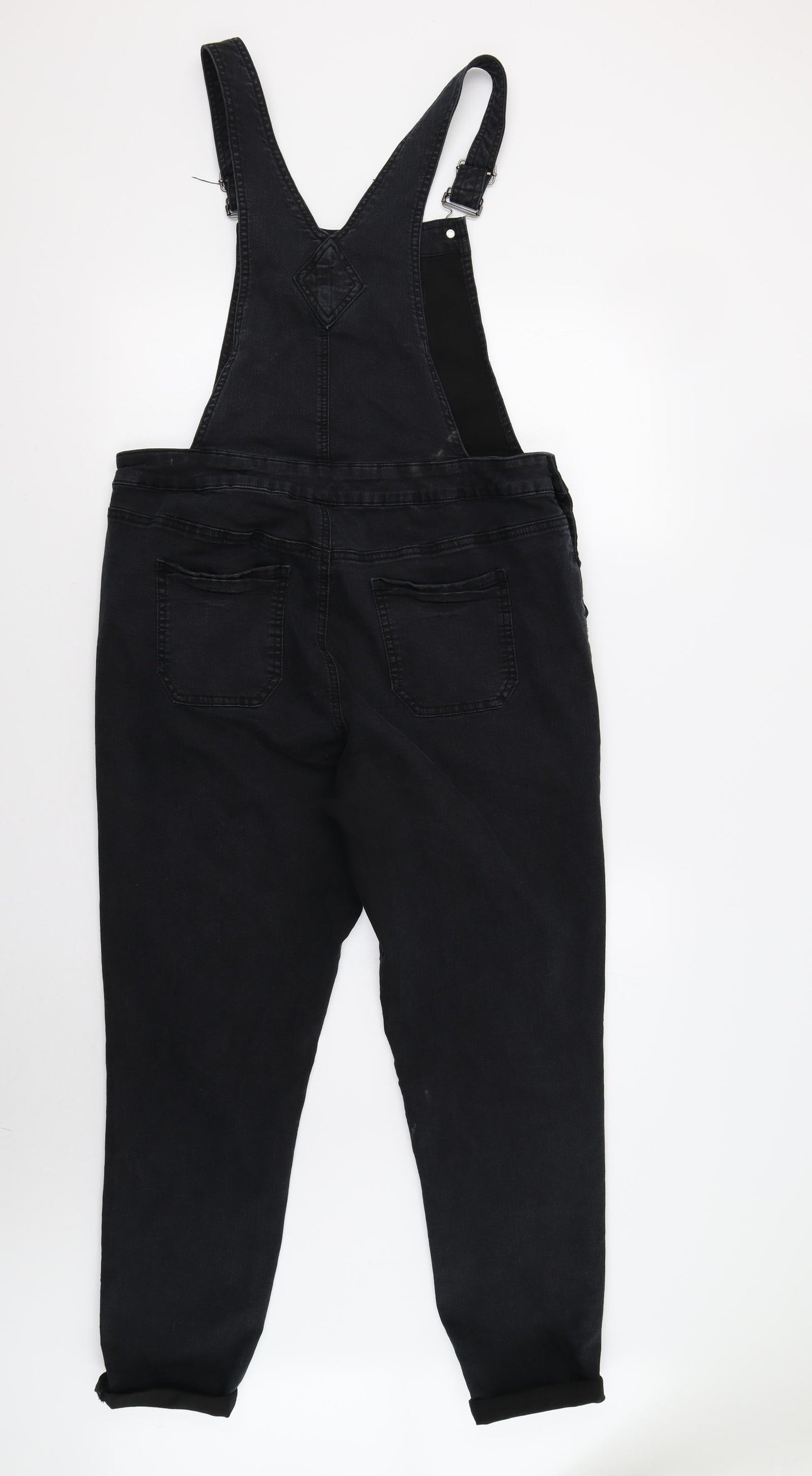 TU Womens Black  Denim Dungaree One-Piece Size 14 L27 in