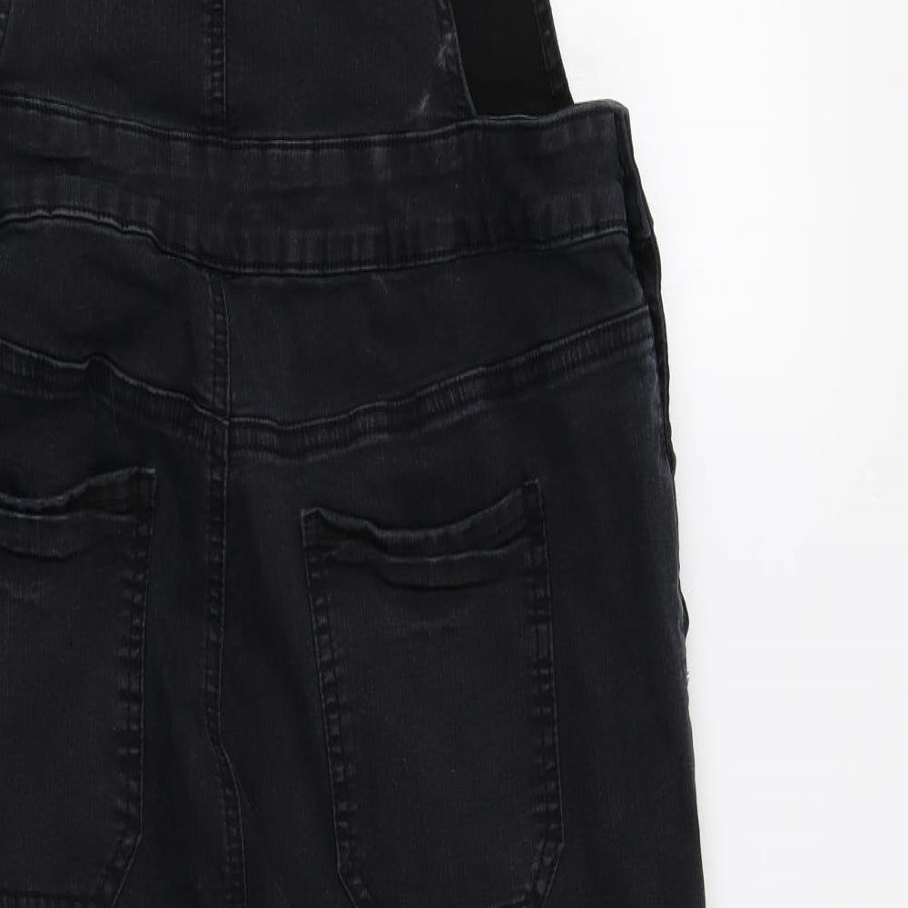 TU Womens Black  Denim Dungaree One-Piece Size 14 L27 in