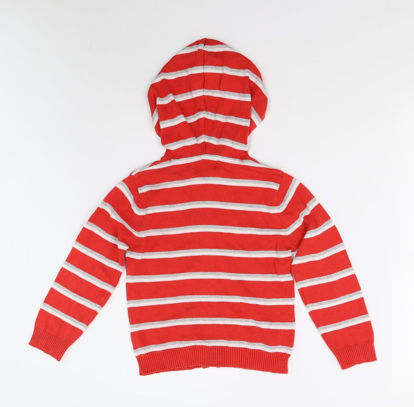 YCC Collection Boys Red Striped Knit Full Zip Hoodie Size 6 Years