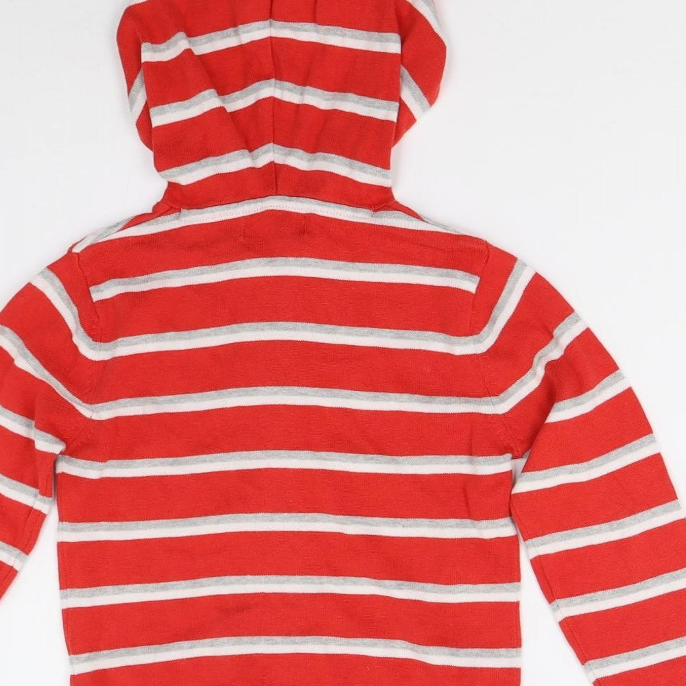 YCC Collection Boys Red Striped Knit Full Zip Hoodie Size 6 Years