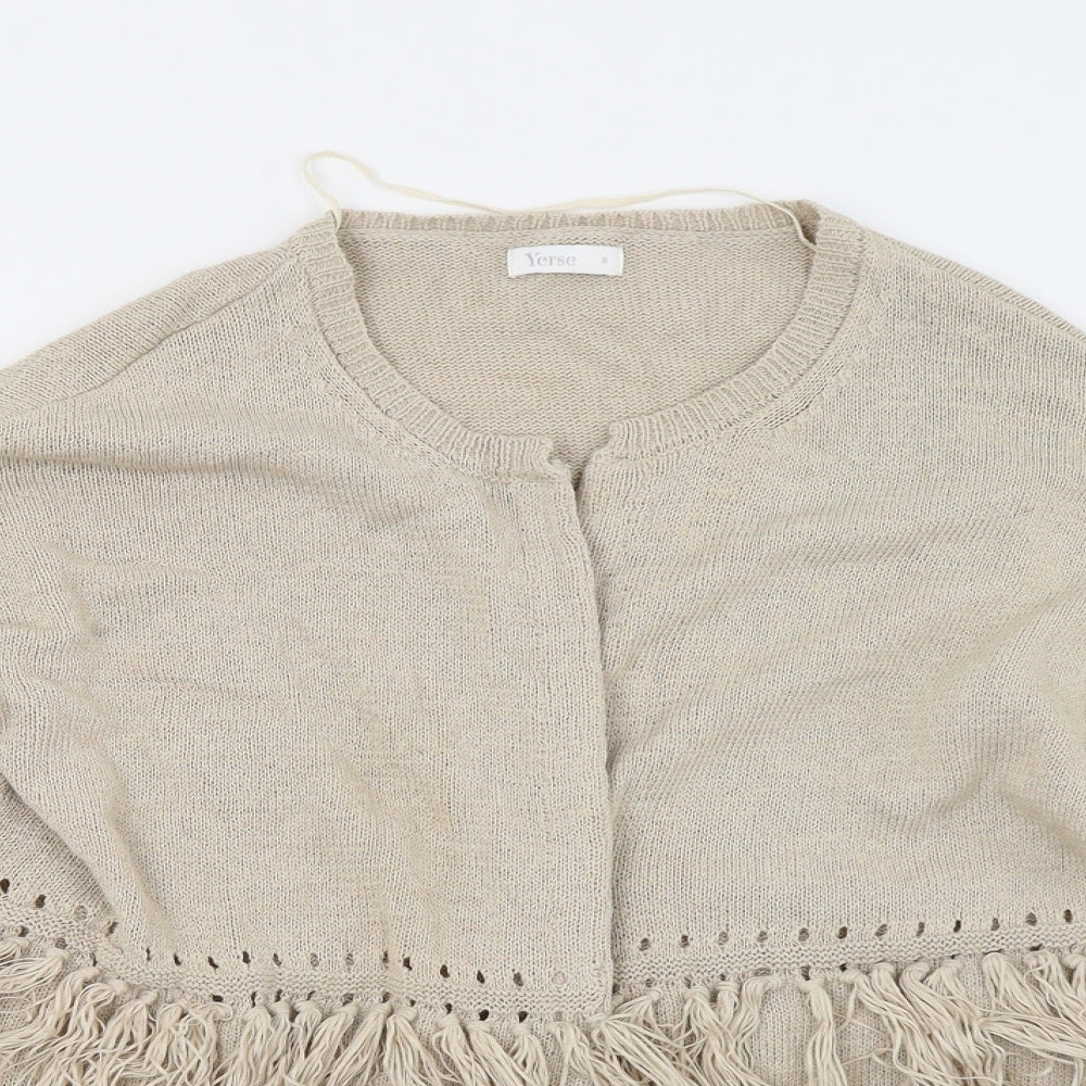 YERSE Womens Beige  Knit Cardigan Jumper Size S