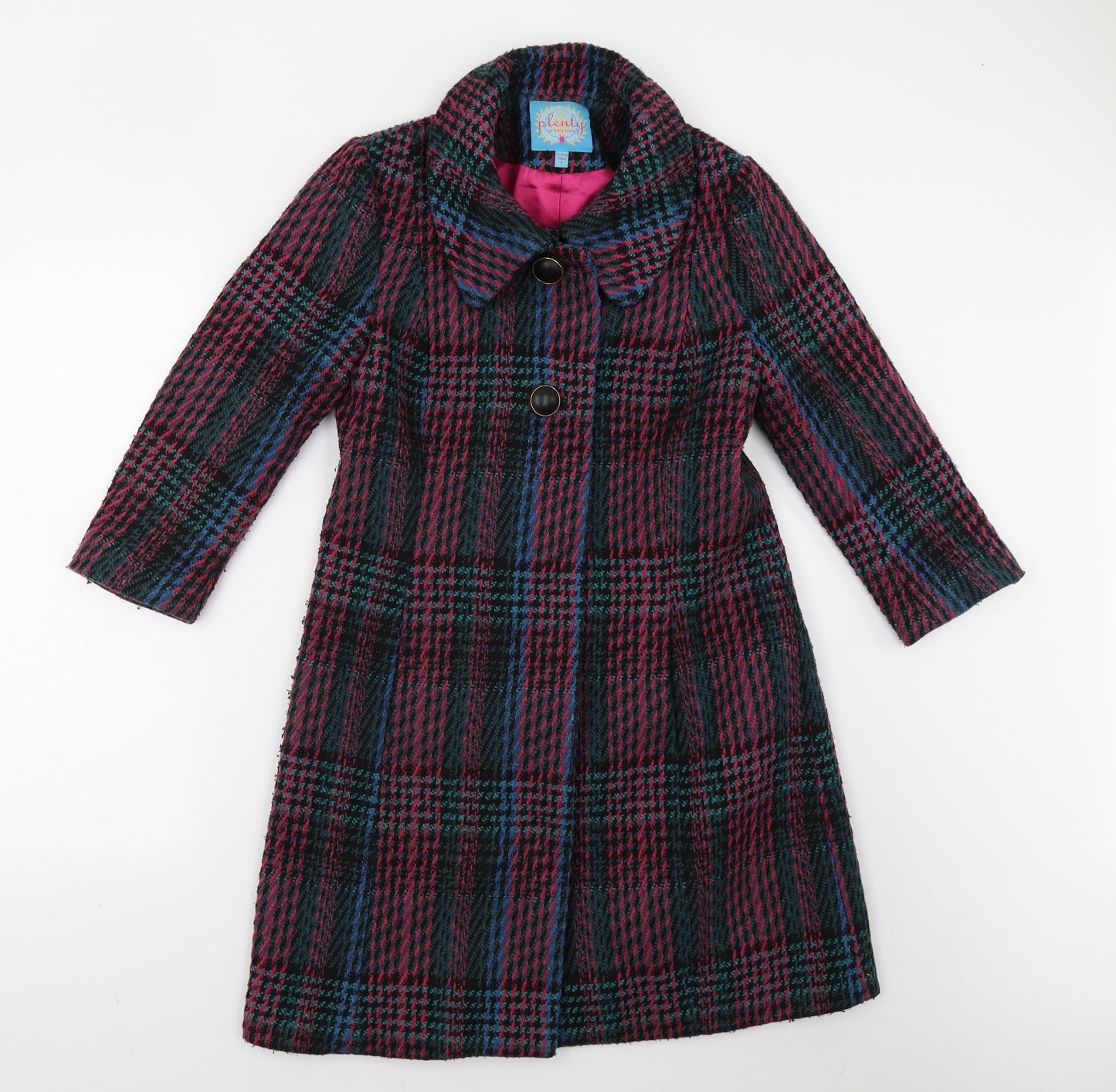 Plenty by Tracey Reese Womens Multicoloured Check  Overcoat Coat Size S