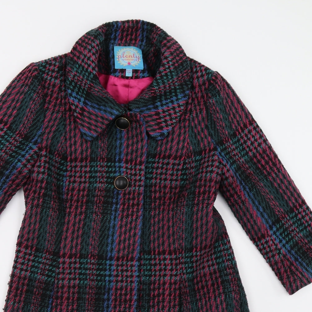 Plenty by Tracey Reese Womens Multicoloured Check  Overcoat Coat Size S