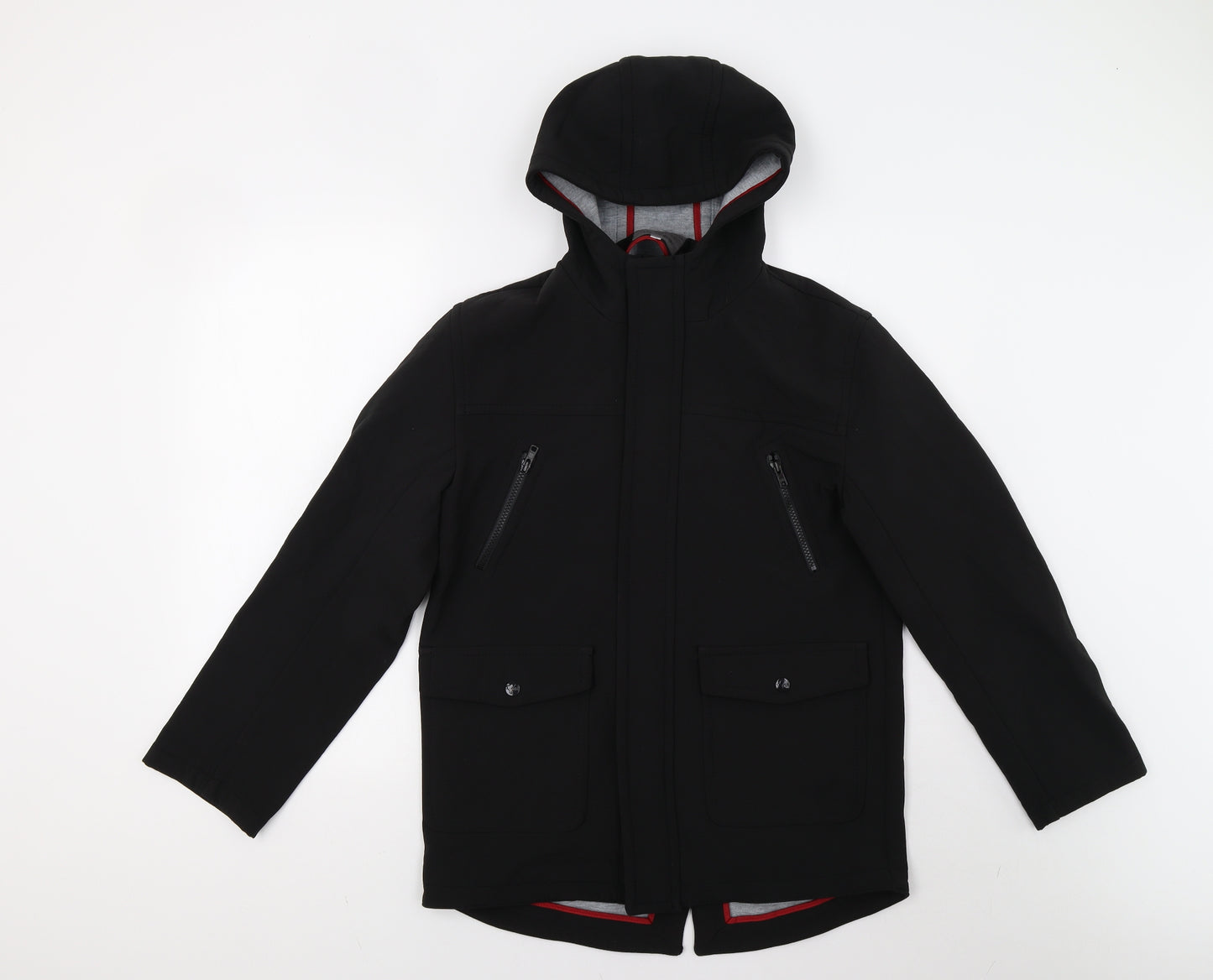 Debenhams Boys Black   Overcoat Coat Size 12-13 Years